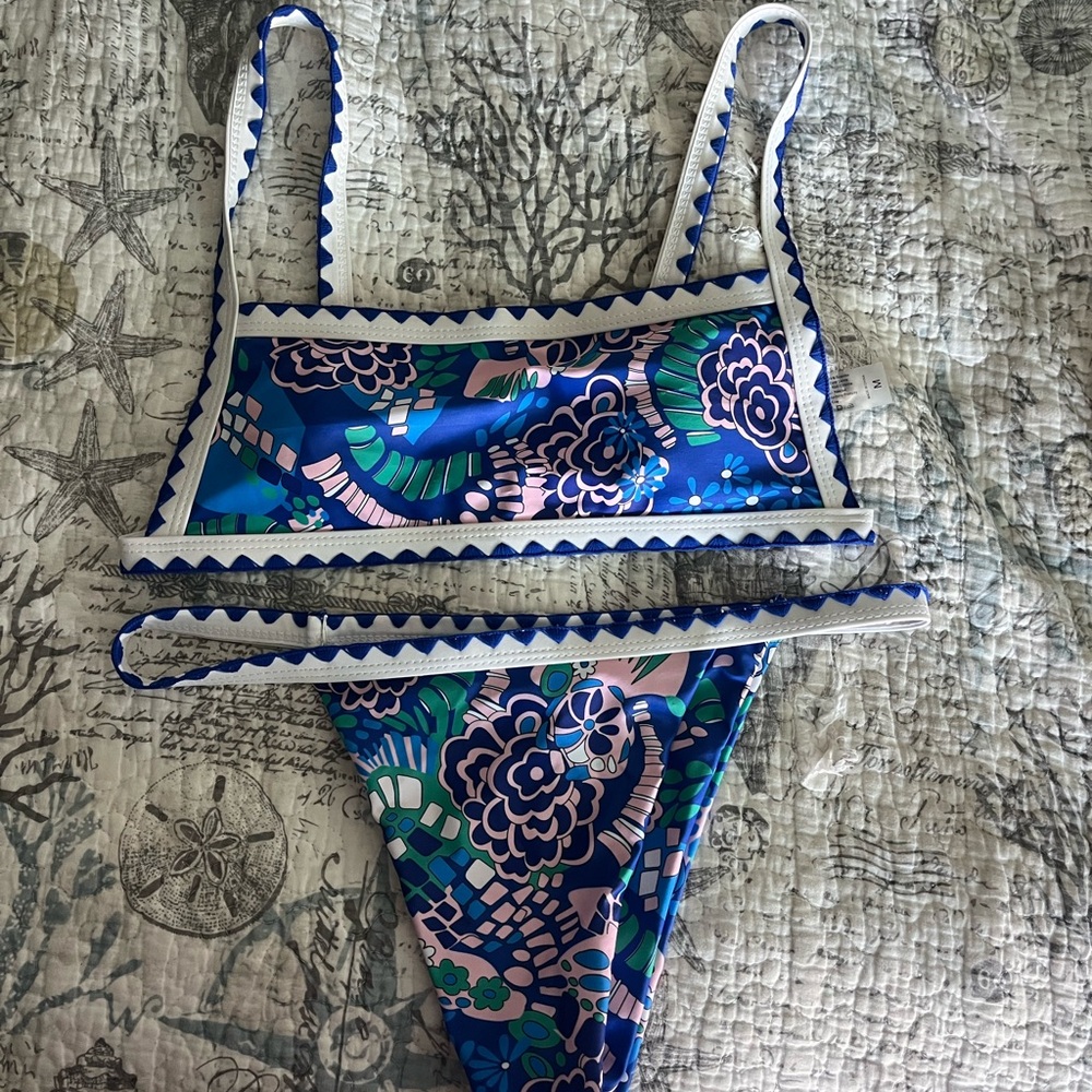Blue Floral Bikini Set